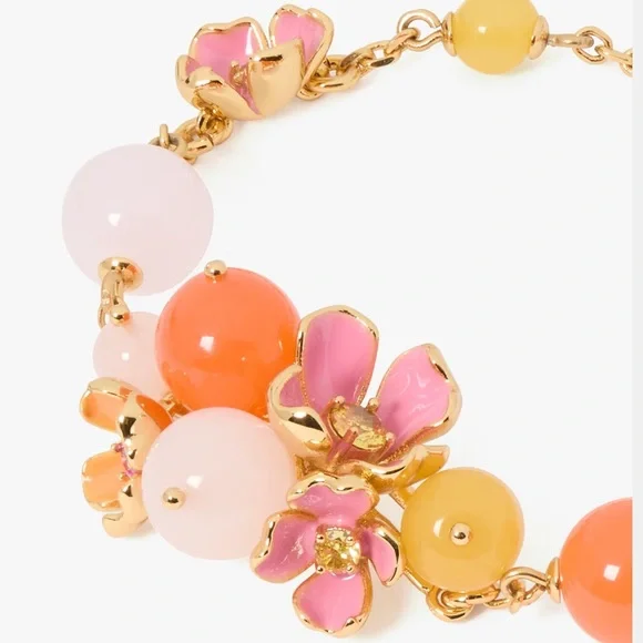 SALE🔥 NIP Kate Spade Freshly Picked Bracelet Pink Orange Yellow Gold Tone - Picture 15 of 15